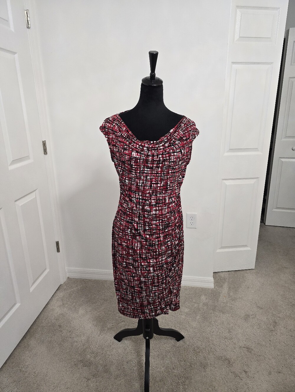 George Red and Black Printed Midi Dress